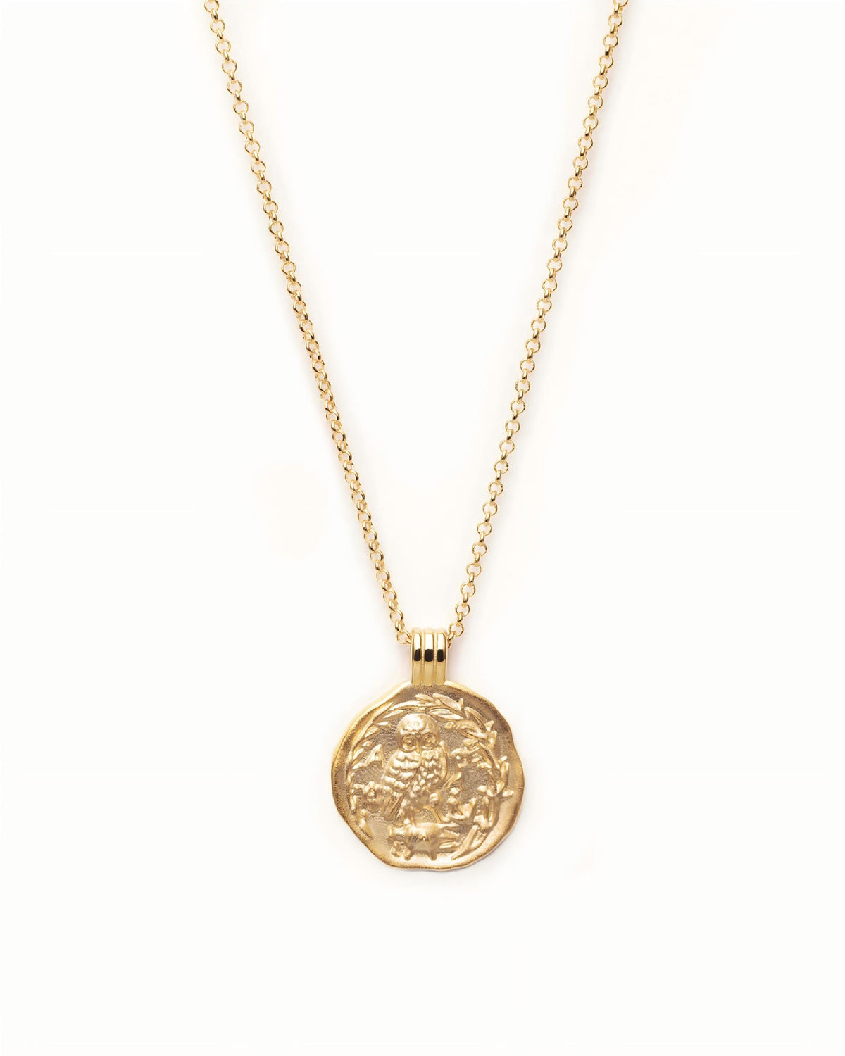 Athenian Owl Coin Necklace Pendant In Sterling Silver