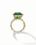 Bamboo Solitaire Ring In Sterling Silver With Green Obsidian