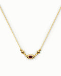 Beaded Bar Necklace Pendant In Sterling Silver With Garnet