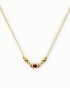 Beaded Bar Necklace Pendant In Sterling Silver With Garnet