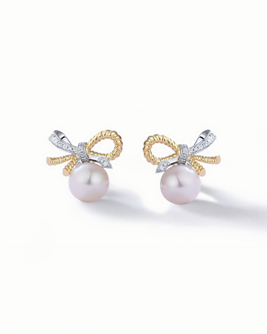 Bowknot Earrings In Sterling Silver With Pearl