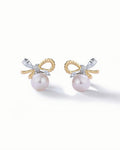 Bowknot Earrings In Sterling Silver With Pearl