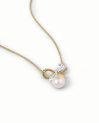 Bowknot Necklace Pendant In Sterling Silver With Pearl