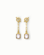Chain Link Drop Earrings In Sterling Silver With Amethyst