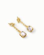Chain Link Drop Earrings In Sterling Silver With Amethyst