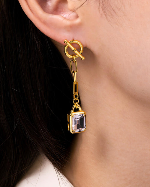 Chain Link Drop Earrings In Sterling Silver With Amethyst