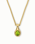 Classic Oval Bezel Necklace Pendant In Sterling Silver With Peridot
