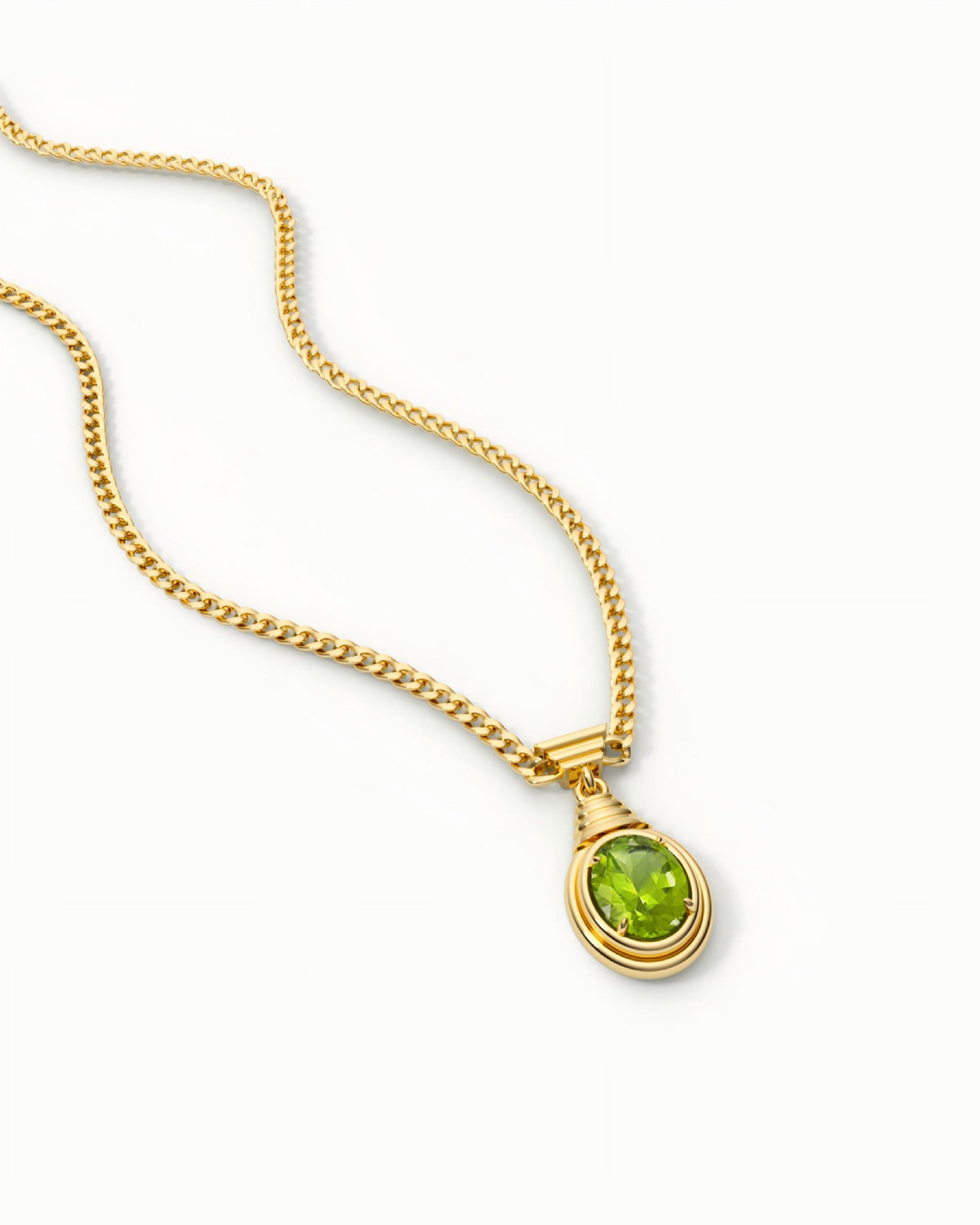 Classic Oval Bezel Necklace Pendant In Sterling Silver With Peridot