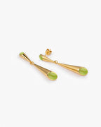 Conical Drop Earrings In Sterling Silver With Peridot