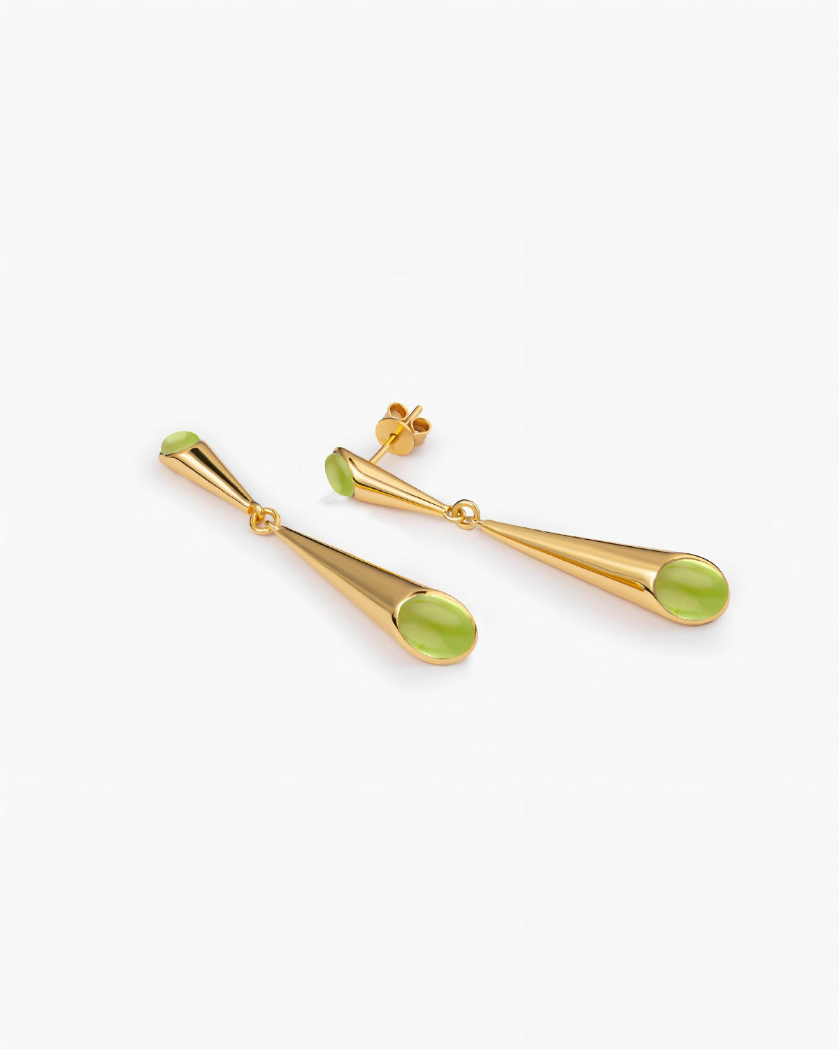 Conical Drop Earrings In Sterling Silver With Peridot