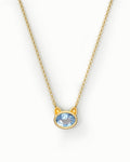 Cute Cat Necklace Pendant In Sterling Silver With Topaz