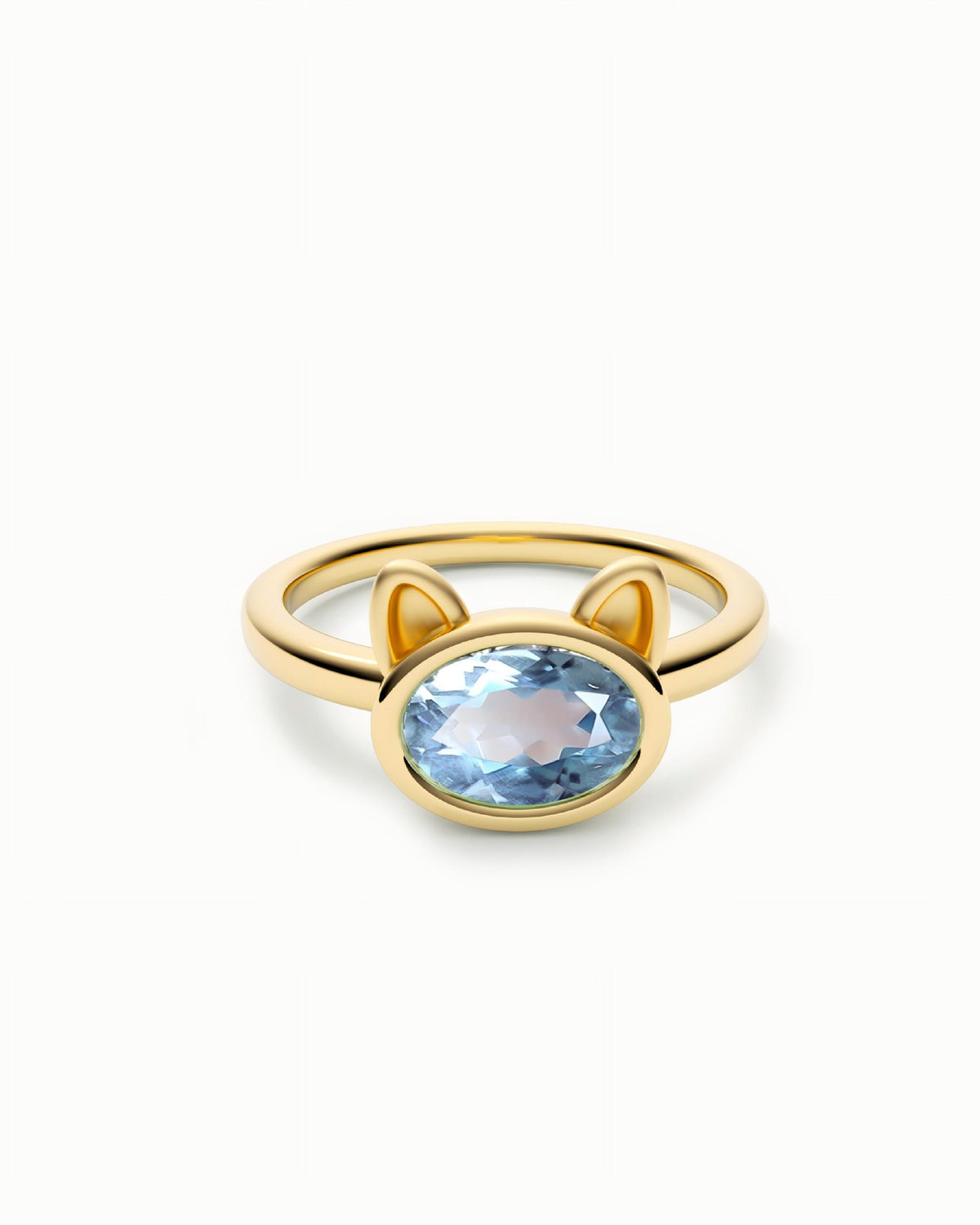 Cute Cat Ring In Sterling Silver With Topaz