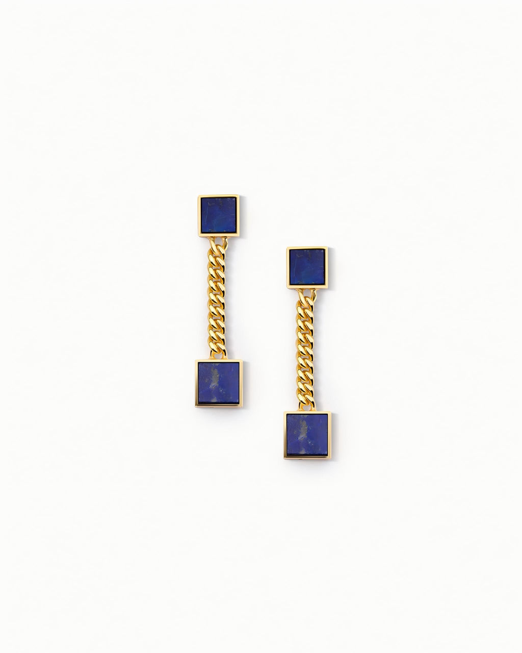 Double Square Station Earrings In Sterling Silver