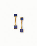 Double Square Station Earrings In Sterling Silver