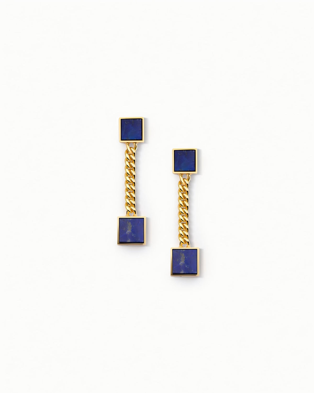 Double Square Station Earrings In Sterling Silver