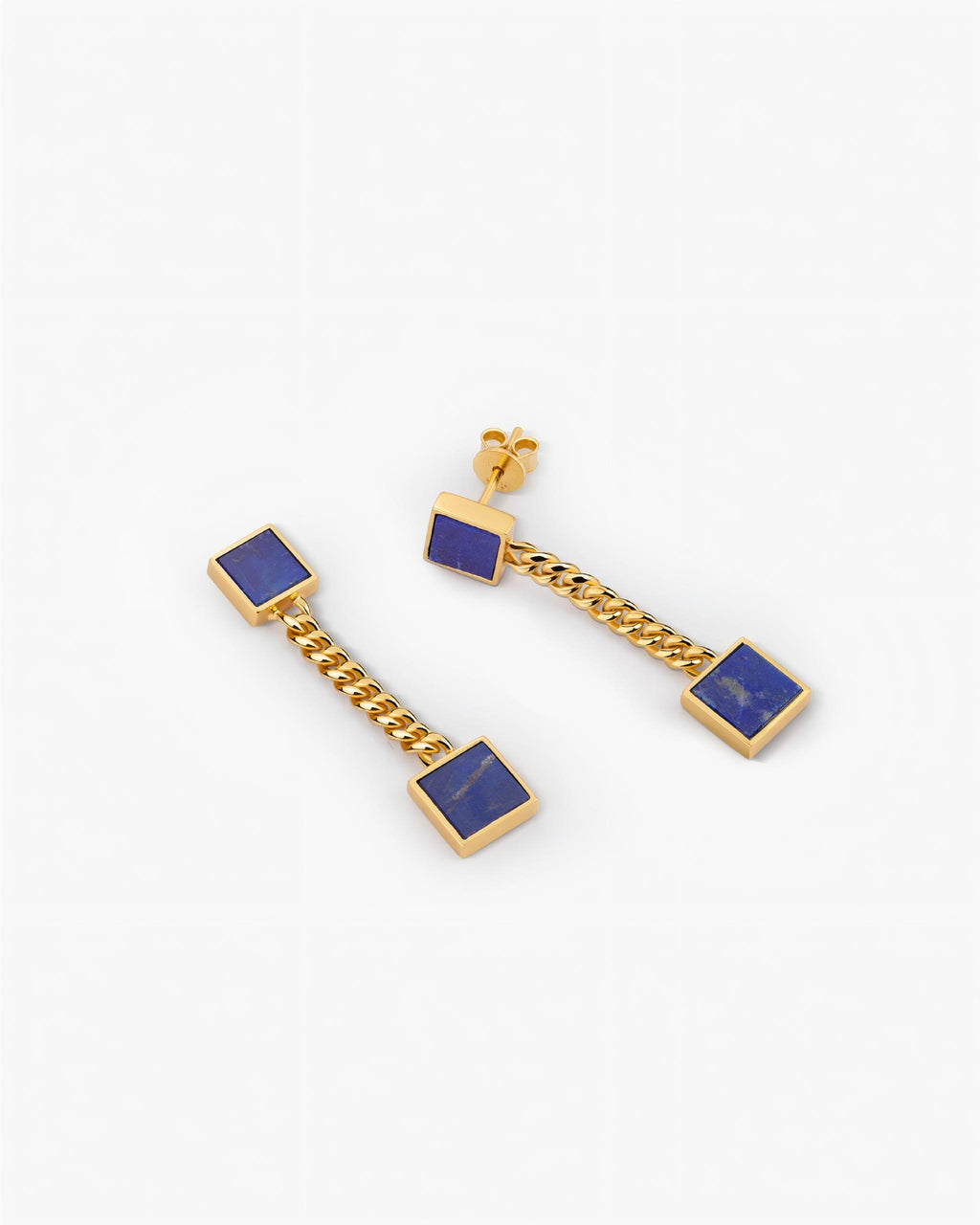 Double Square Station Earrings In Sterling Silver