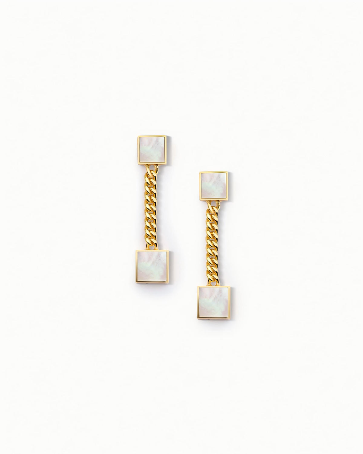 Double Square Station Earrings In Sterling Silver