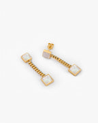 Double Square Station Earrings In Sterling Silver