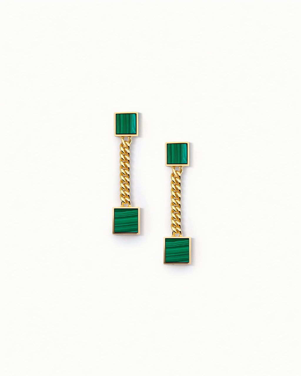 Double Square Station Earrings In Sterling Silver