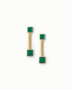 Double Square Station Earrings In Sterling Silver