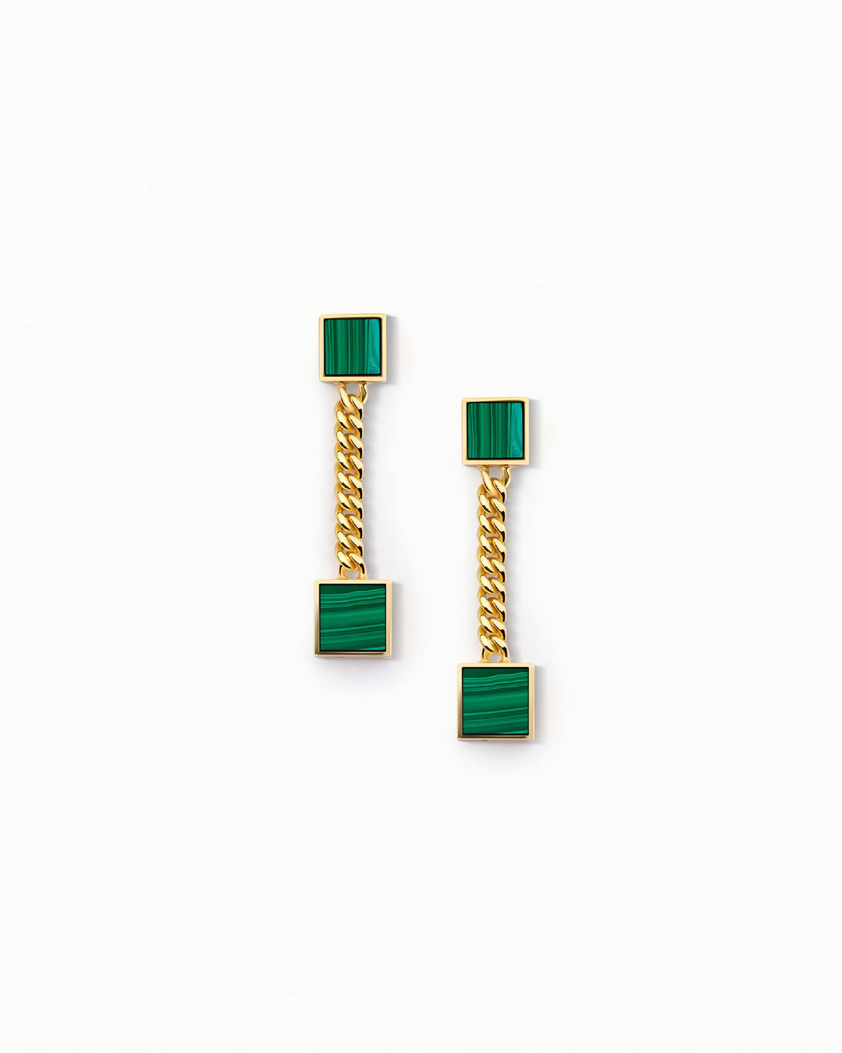 Double Square Station Earrings In Sterling Silver