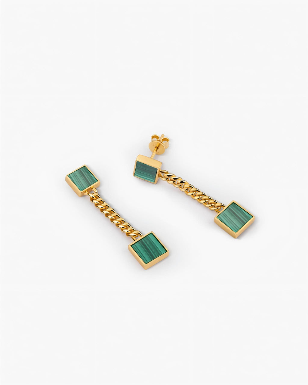 Double Square Station Earrings In Sterling Silver