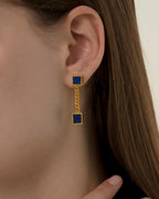 Double Square Station Earrings In Sterling Silver