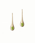 Elongated Teardrop Earrings In Sterling Silver With Peridot