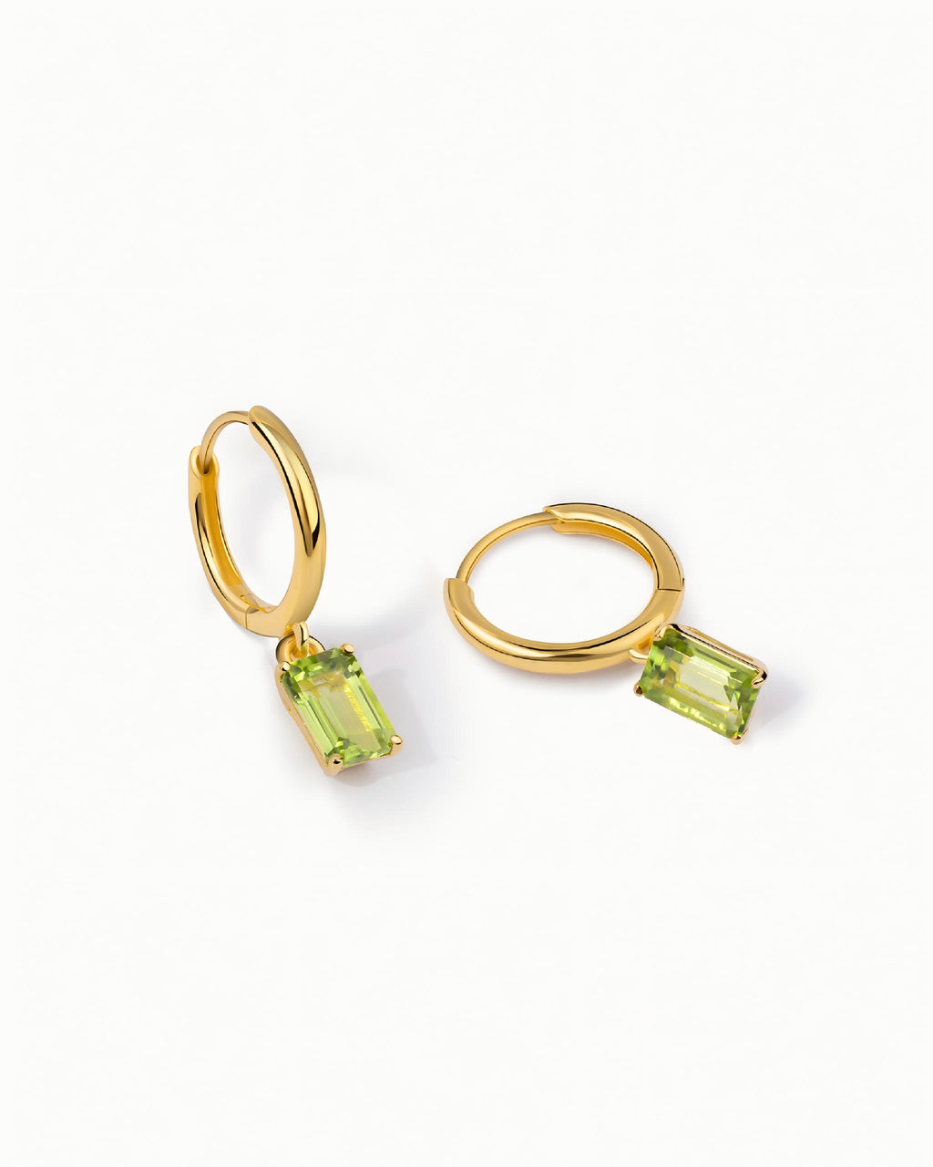 Emerald Cut Huggie Earrings In Sterling Silver