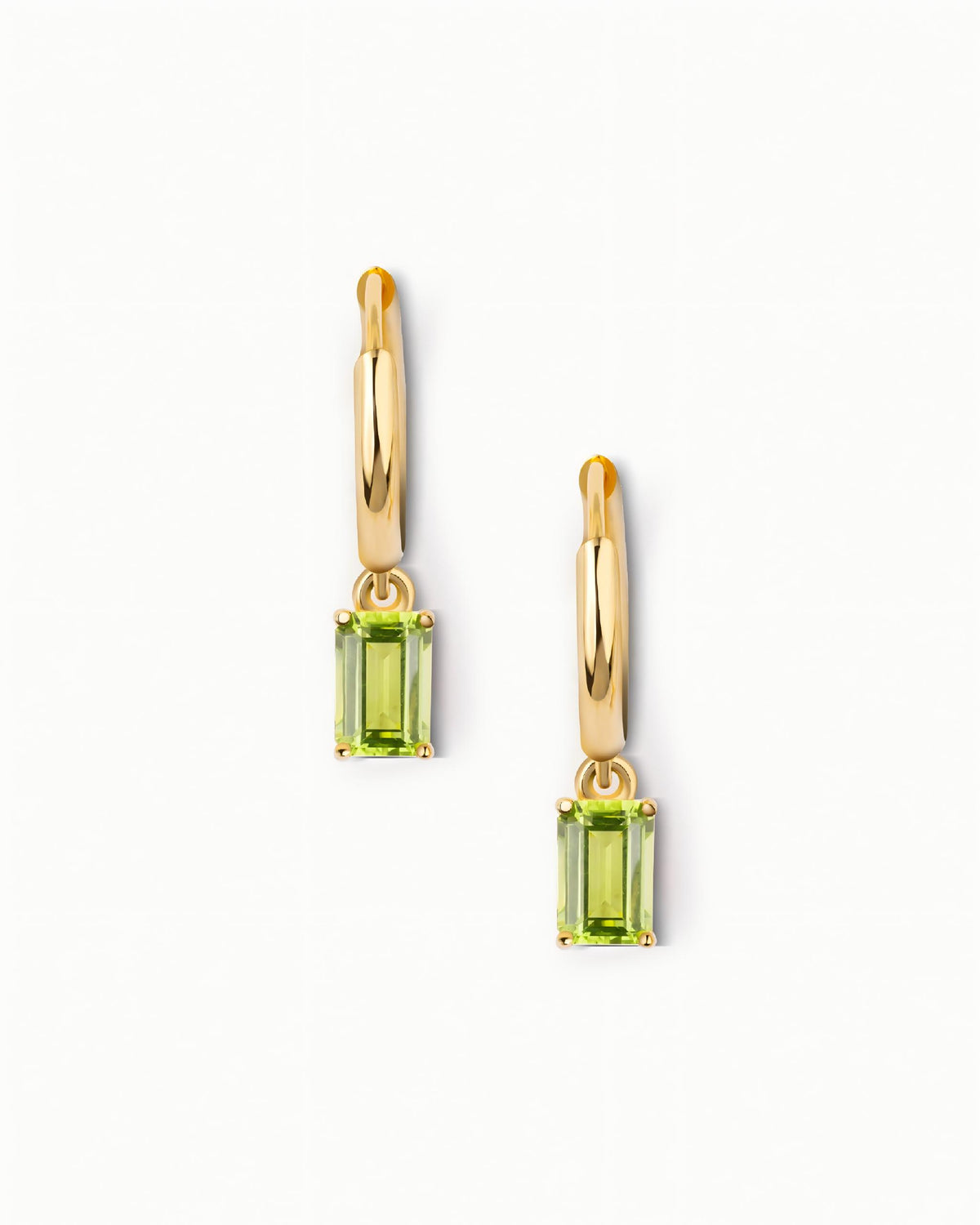 Emerald Cut Huggie Earrings In Sterling Silver