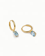 Emerald Cut Huggie Earrings In Sterling Silver