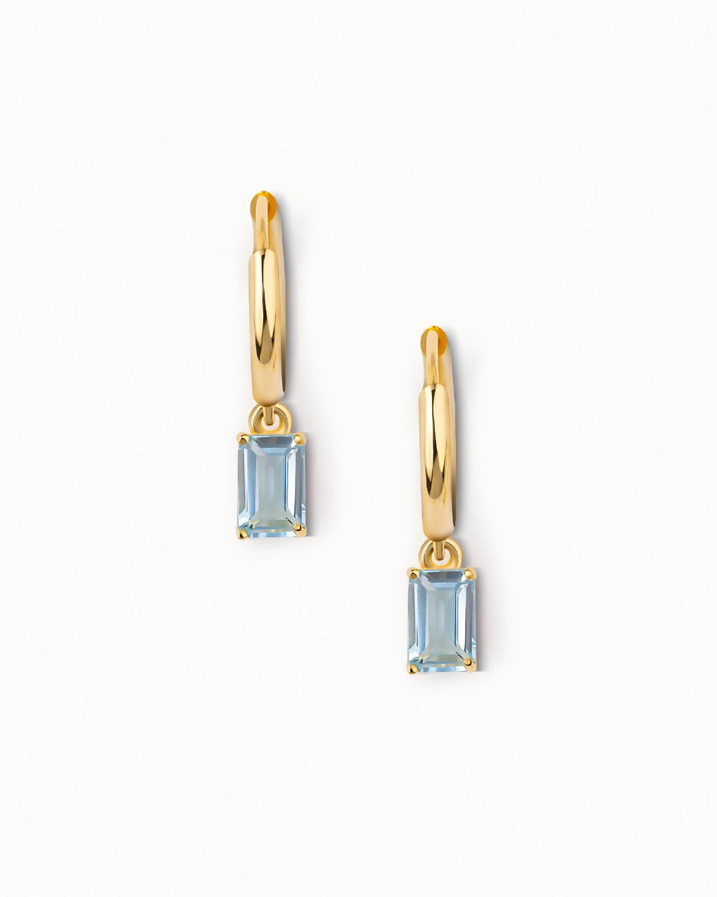 Emerald Cut Huggie Earrings In Sterling Silver