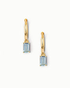 Emerald Cut Huggie Earrings In Sterling Silver
