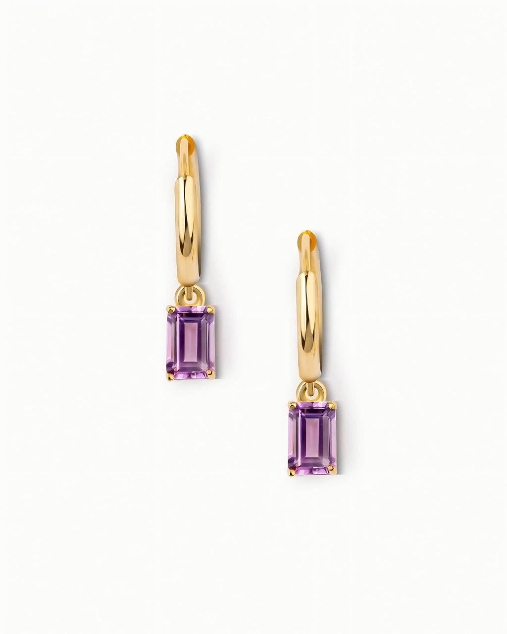 Emerald Cut Huggie Earrings In Sterling Silver