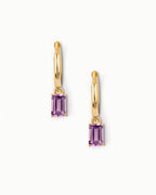 Emerald Cut Huggie Earrings In Sterling Silver
