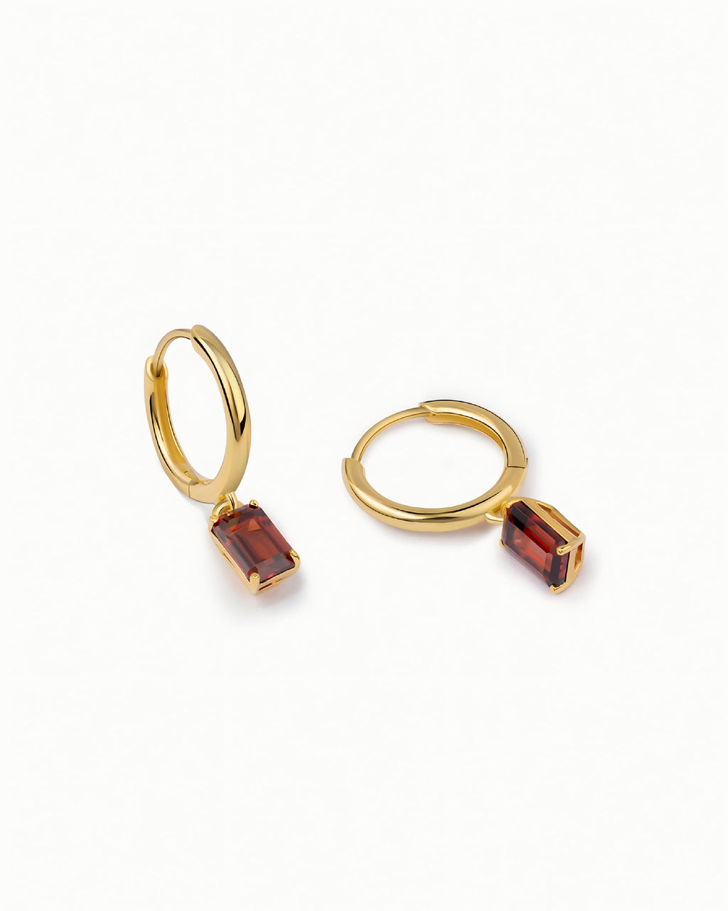 Emerald Cut Huggie Earrings In Sterling Silver