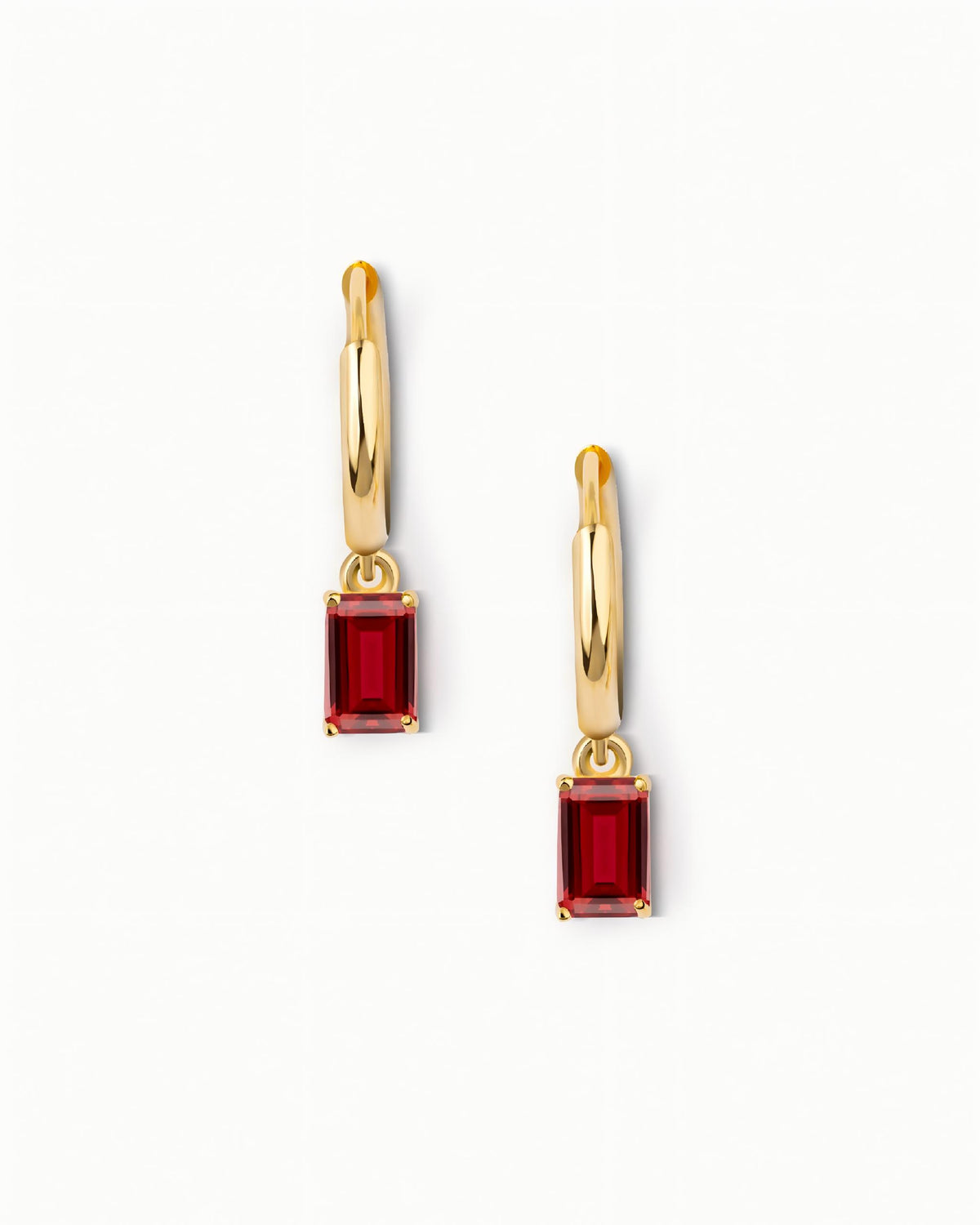 Emerald Cut Huggie Earrings In Sterling Silver
