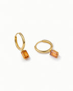 Emerald Cut Huggie Earrings In Sterling Silver