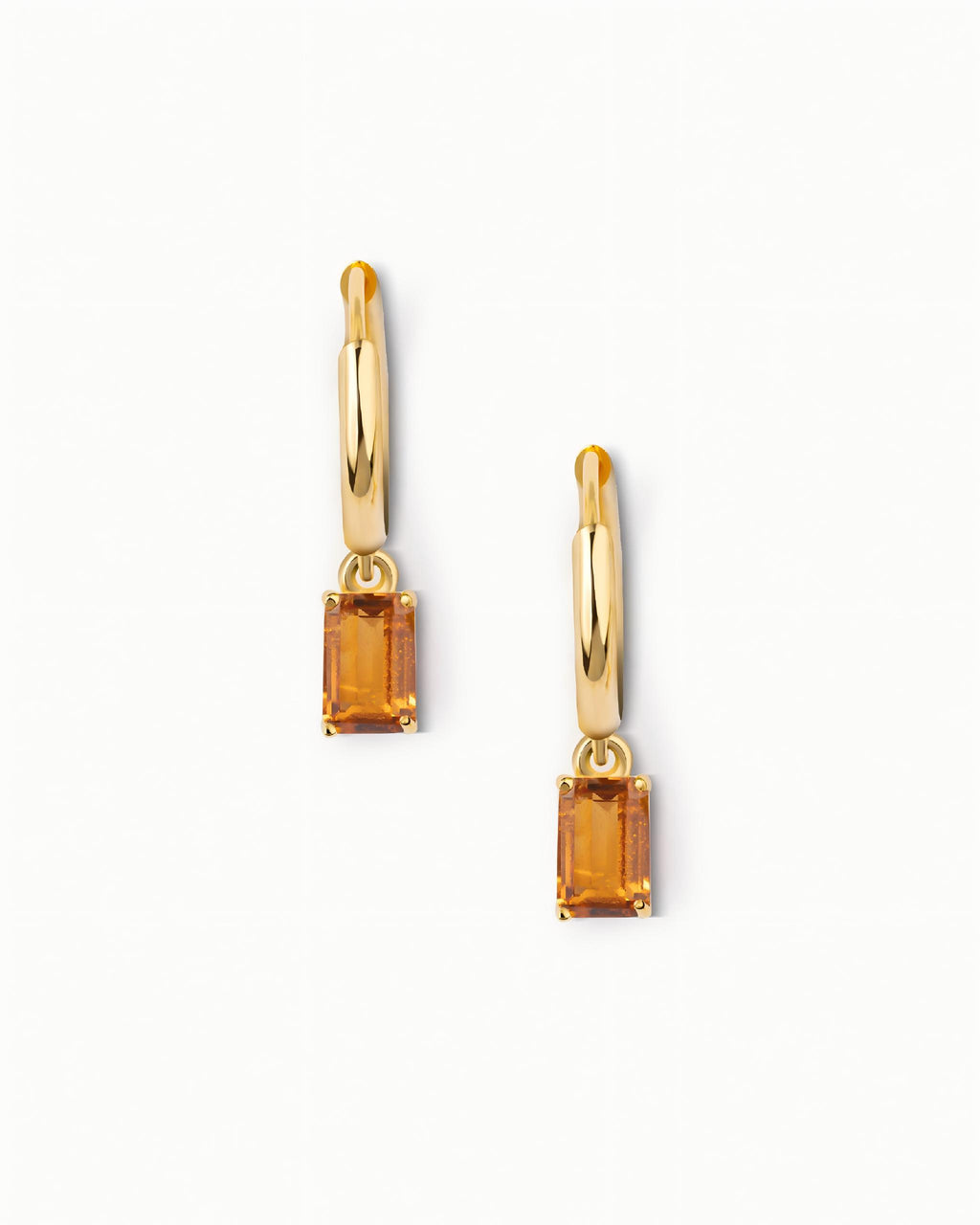 Emerald Cut Huggie Earrings In Sterling Silver