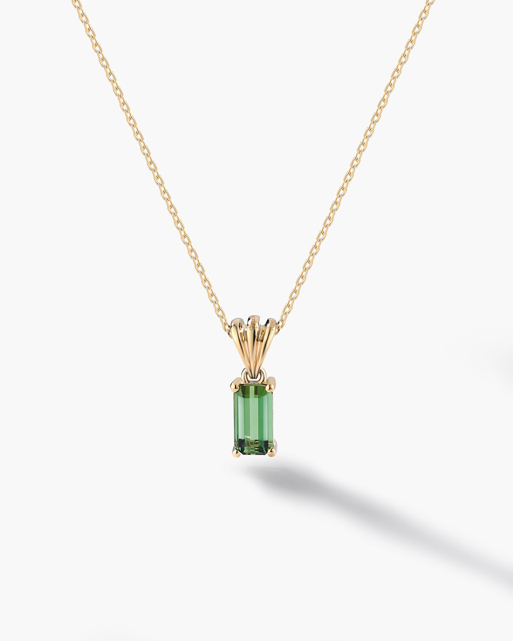 Emerald Cut Necklace Pendant In Sterling Silver With Tourmaline
