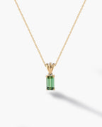 Emerald Cut Necklace Pendant In Sterling Silver With Tourmaline