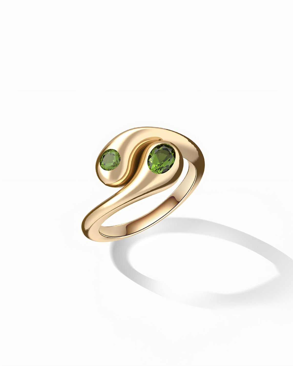 Fluid Bypass Ring In Sterling Silver With Peridot
