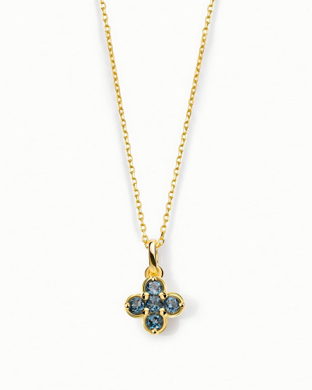 Four Leaf Clover Necklace Pendant In Sterling Silver With Topaz