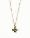 Four Leaf Clover Necklace Pendant In Sterling Silver With Topaz