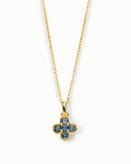 Four Leaf Clover Necklace Pendant In Sterling Silver With Topaz