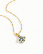 Four Leaf Clover Necklace Pendant In Sterling Silver With Topaz