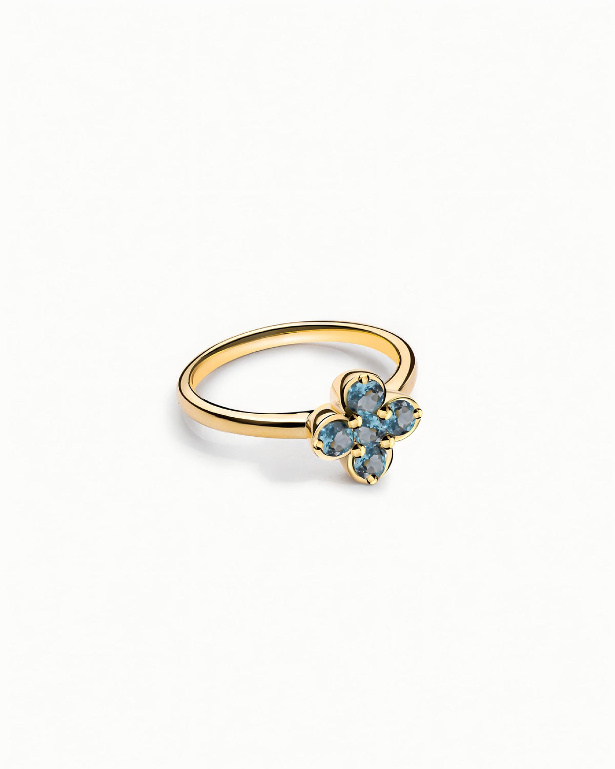 Four Leaf Clover Ring In Sterling Silver With Topaz