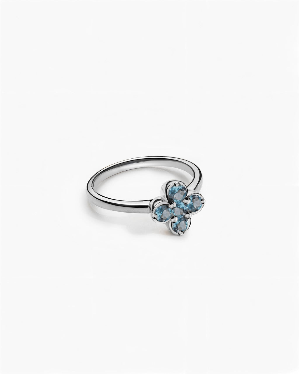 Four Leaf Clover Ring In Sterling Silver With Topaz