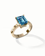 Geometric Solitaire Ring In Sterling Silver With Topaz