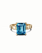 Geometric Solitaire Ring In Sterling Silver With Topaz
